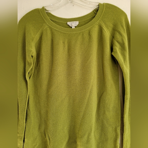 Max Mara Chartreuse Green Lightweight Wool Sweater Top Long Sleeve Size Small - Picture 3 of 14